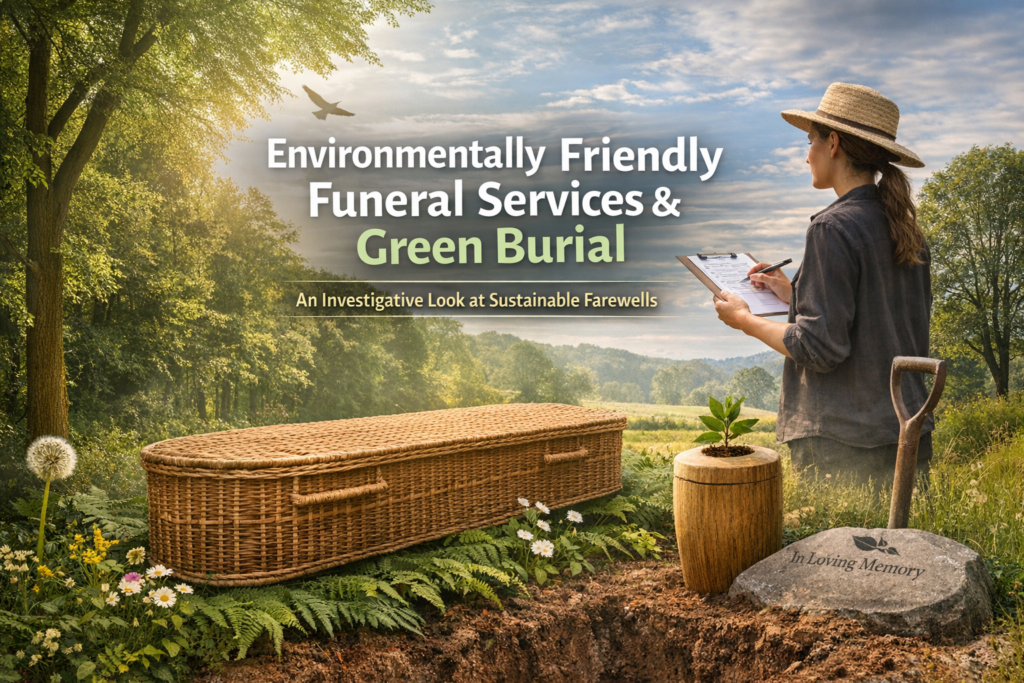 Woman practicing green burial and enviornmentally friendly funeral practices
