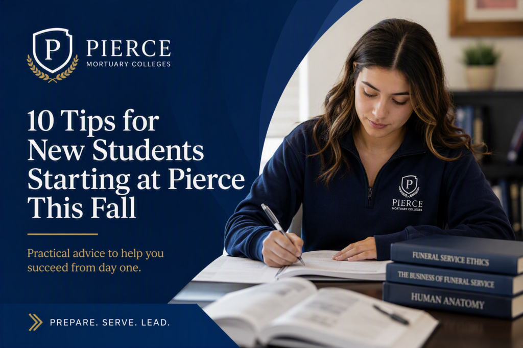 New funeral service students starting the fall quarter at Pierce Mortuary Colleges