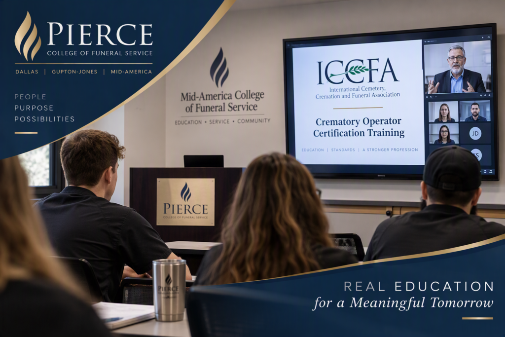 Pierce students participating in ICCFA Crematory Operator Certification Training at Mid-America College of Funeral Service